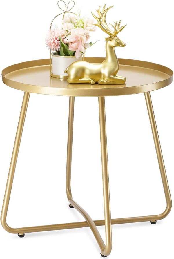 danpinera Outdoor Side Tables, Weather Resistant Steel Patio...
