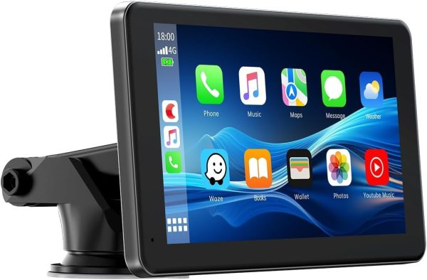 LAMTTO Portable Wireless Carplay & Android Auto,7" HD IPS Dr...