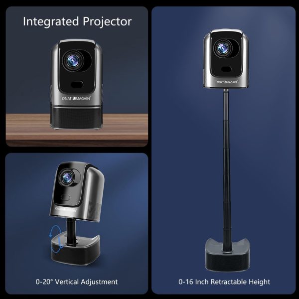 [Telescopic Stand] Mini Projector, ONATISMAGIN Portable 1500... - Image 3