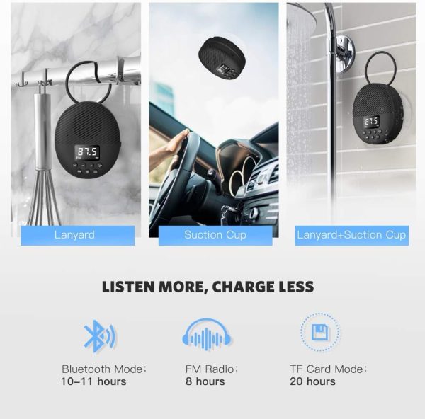 Portable Bluetooth 5.0 Shower Speaker with LED Screen, AGPTE... - Image 6
