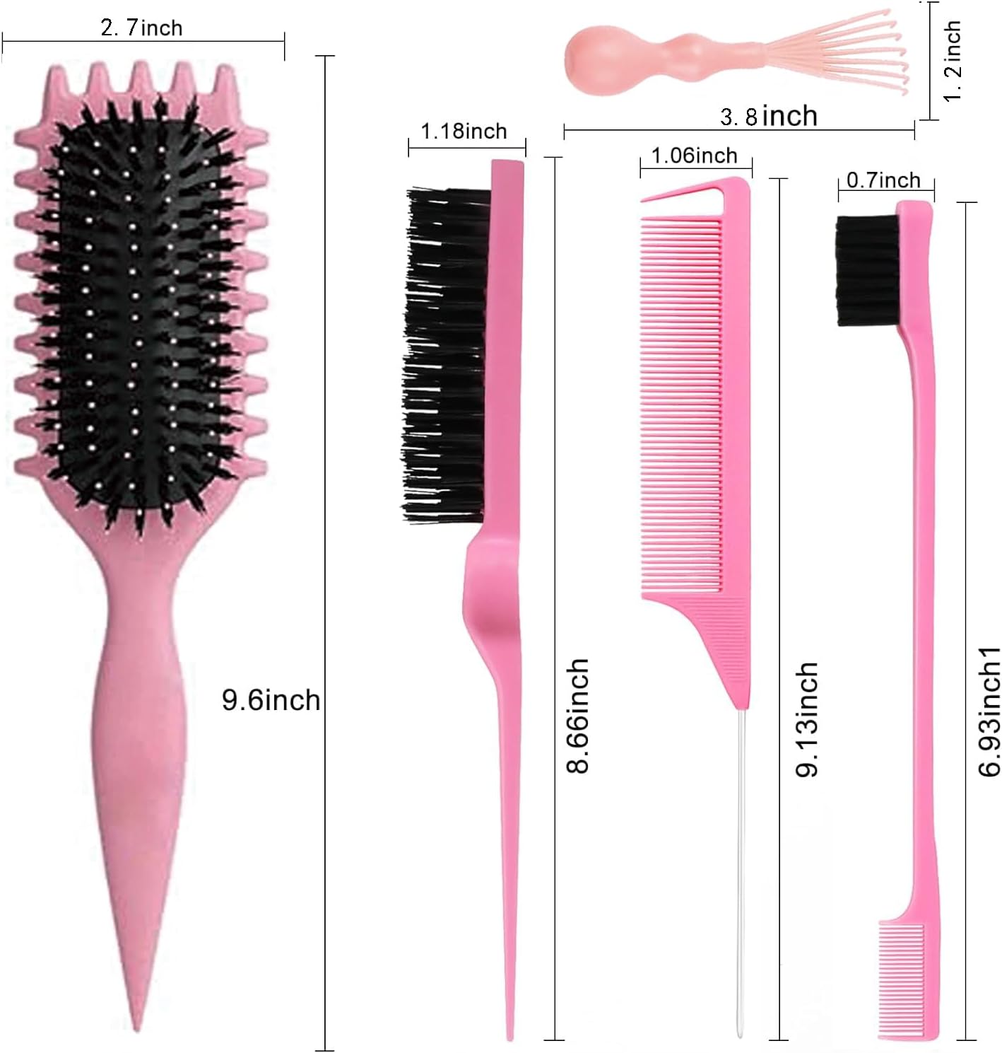 Syyflibb 5-Piece Pink Hair Brush Set for Women – Curly Hair,…