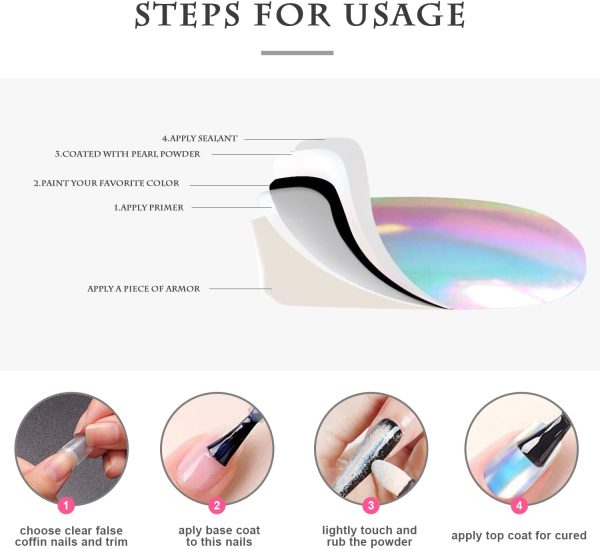 White Pearl Chrome Nail Powder,Mirror Effect Aurora Magic Pe... - Image 5