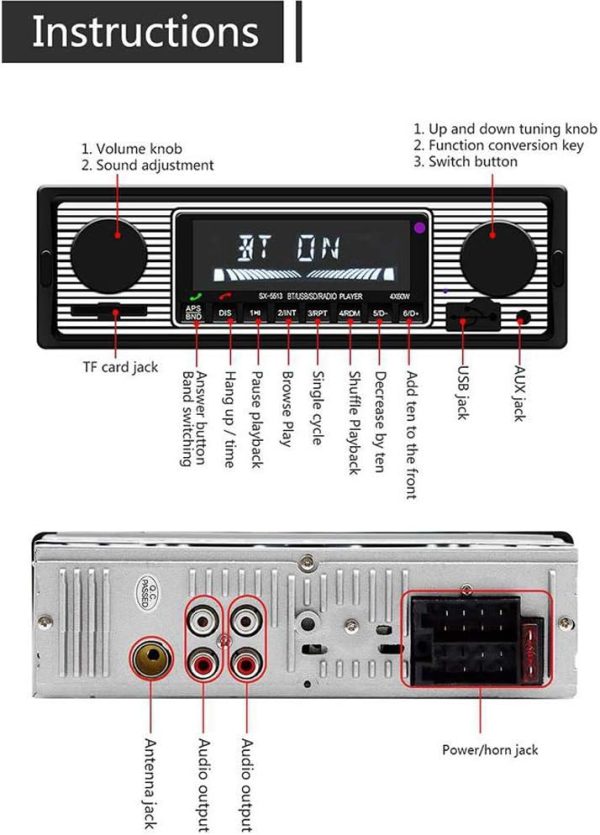 PolarLander 12V-24V Bluetooth Car Stereo,4x45W Car Audio FM ... - Image 8