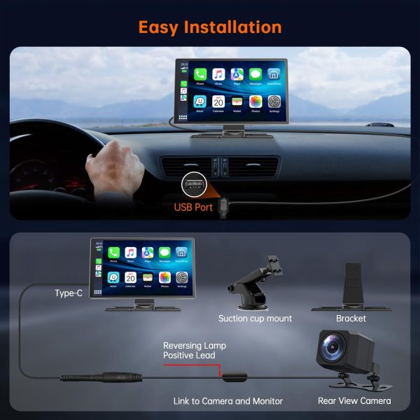 HOTPEAK Wireless Carplay & Android Auto, 9 Inch Portable Car... - Image 8