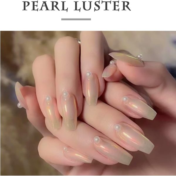 White Pearl Chrome Nail Powder,Mirror Effect Aurora Magic Pe... - Image 8