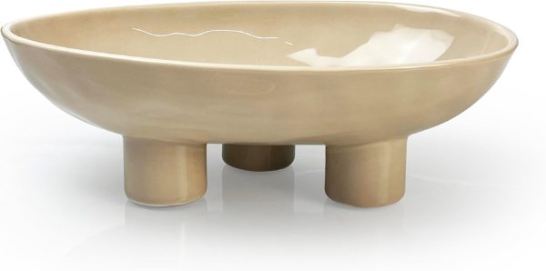 SEICASAYA Three-Legs Ceramic Fruit Bowl, 25cm Ceramic Bowl f...