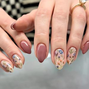 JUSTOTRY 24 Pcs Almond Short Press on Nails with Flower and ...