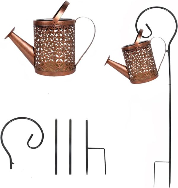 QOCNAM Solar Watering Can with Lights, Retro Metal Hanging S... - Image 8