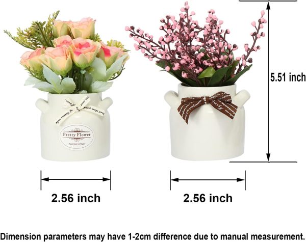 LUEUR 6Pcs Artificial Pot Flowers with Ceramic Potted Fake F... - Image 7