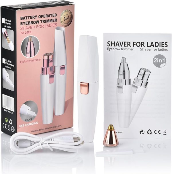Facial Hair Remover for Women & Eyebrow Trimmer,2 in 1 Recha...