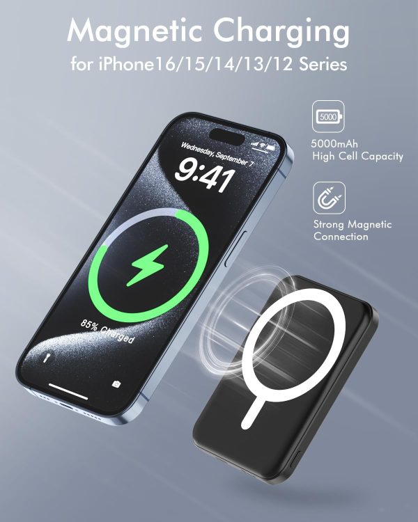 Podoru Mag-Safe Power Bank, Mini 5000mAh Magnetic Battery Pa... - Image 3