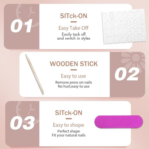 KQueenest Ombre Pink Press on Nails Short Almond Shape, Blus... - Image 7