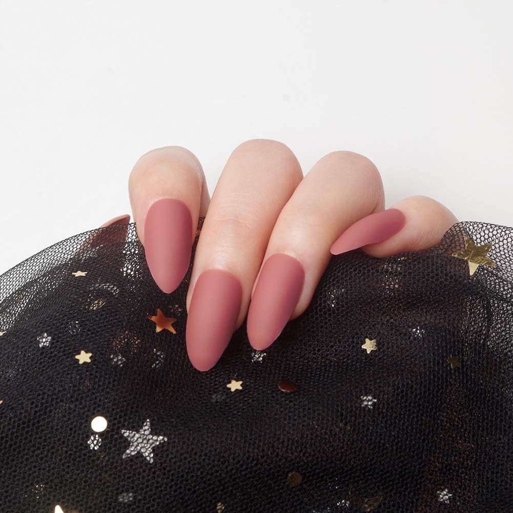 Laza 96 Pcs Colorful Fake Nails 4 Pack Stiletto Almond Peach…