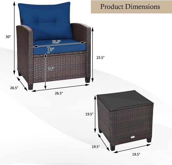 KOTEK 3 Piece Patio Furniture Set, Outdoor Conversation Set ... - Image 6