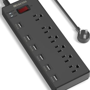 Power Bar, Power Strip Surge Protector 6 Outlets with 6 USB ...