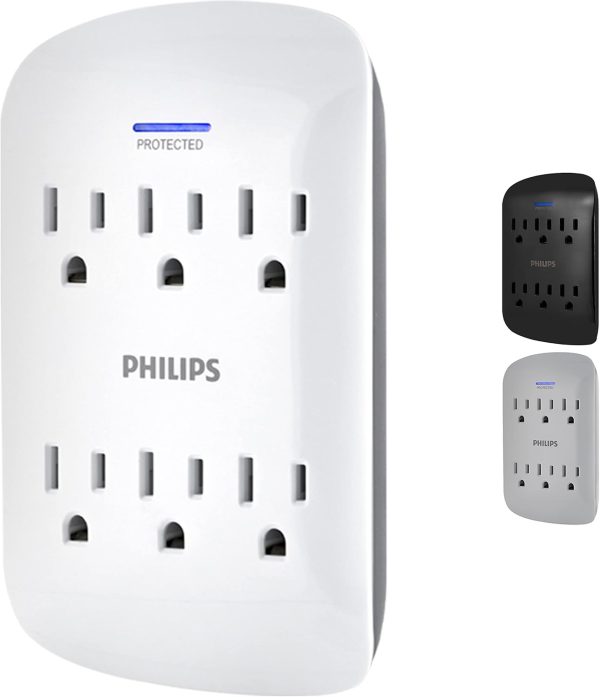Philips 6-Outlet Extender Surge Protector, Wall Tap, 900 Jou... - Image 2