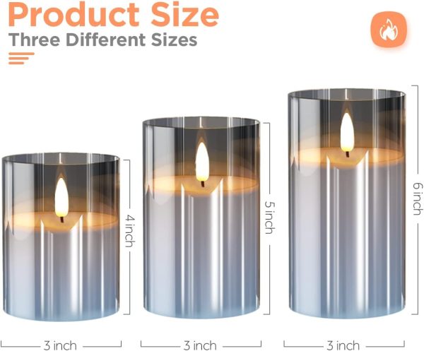 Glass Battery Operated LED Flameless Candles with Remote and... - Image 6