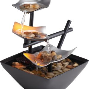 HoMedics Indoor 3-Tier Relaxation Tabletop Fountain, Automat...