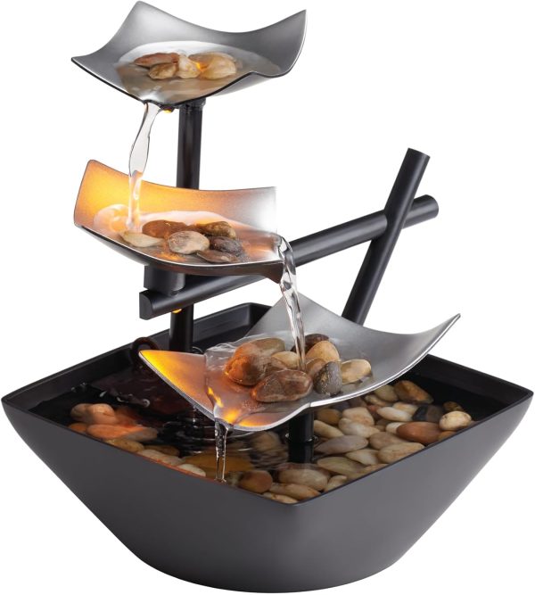 HoMedics Indoor 3-Tier Relaxation Tabletop Fountain, Automat...