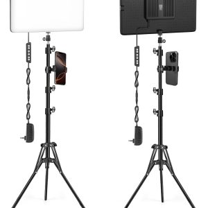 2-Pack LED Video Light Kit with 63'' Tripod Stand, Icceue 25...