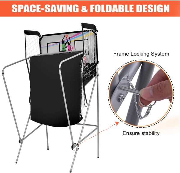 GYMAX Basketball Arcade Game for Home, Foldable Basketball G... - Image 3