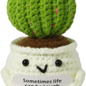Crochet Positive Cactus, Handmade Knitted Cactus Emotional P...