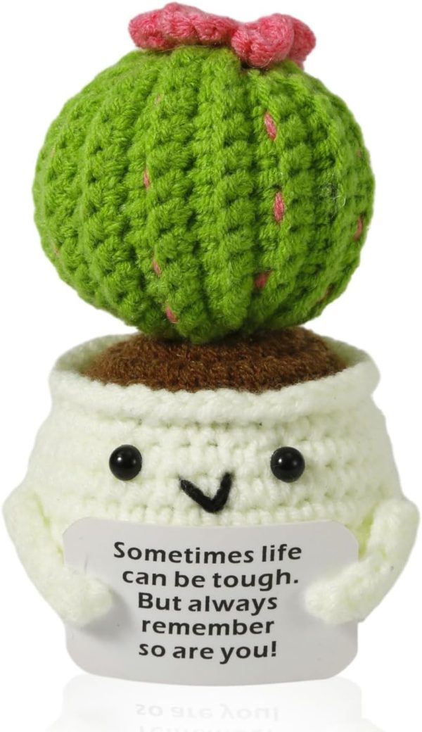 Crochet Positive Cactus, Handmade Knitted Cactus Emotional P...