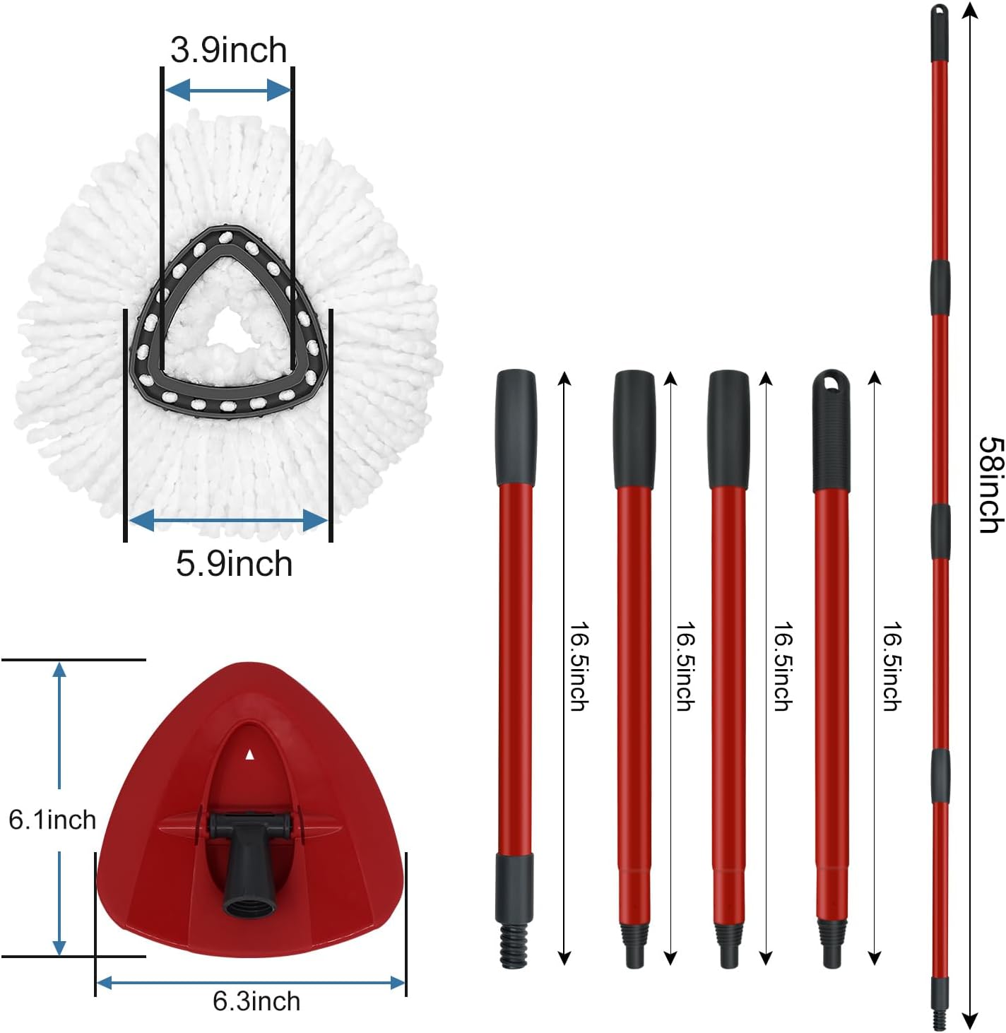 Mop Replace Heads Mop Handle and Mop Base Replacement for O …