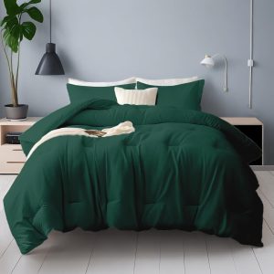 All Season Dark Green Comforter Full Size,Soft Microfiber Qu...