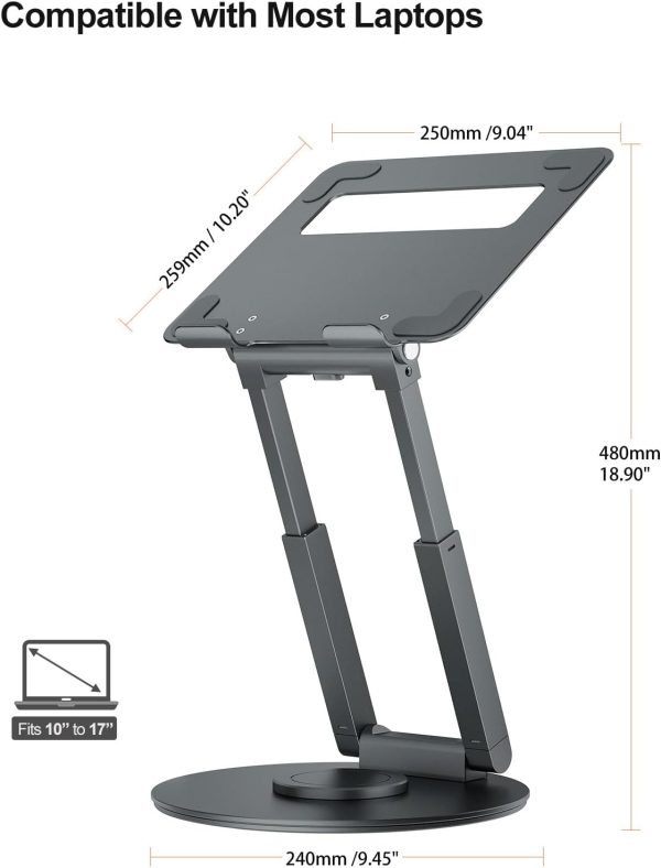 Tounee Telescopic Laptop Stand for Desk with 360° Swivel Bas... - Image 4