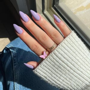 Purple Press on Nails Medium Almond Shape,Xcreando False Nai...