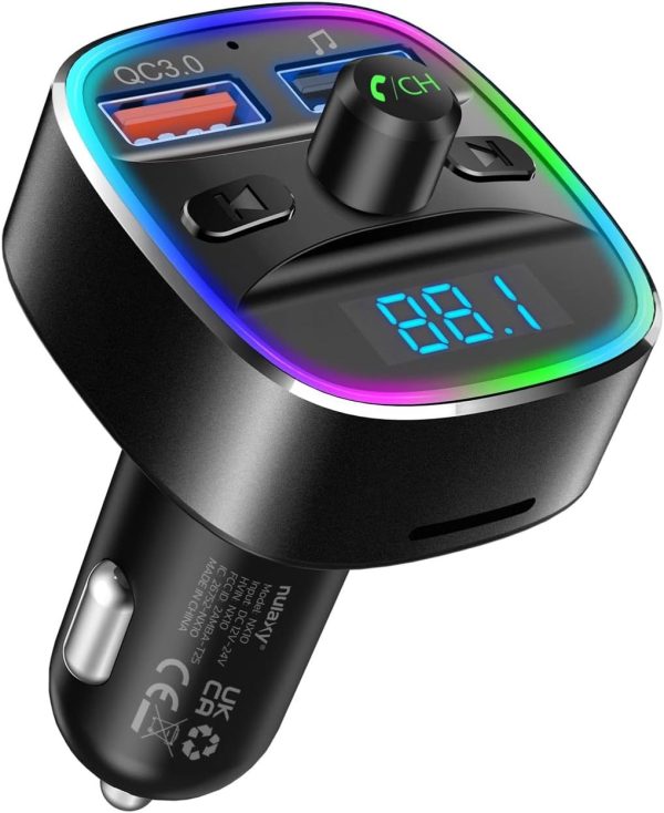 Nulaxy Bluetooth FM Transmitter for Car, Upgraded QC3.0 & 5V... - Image 8