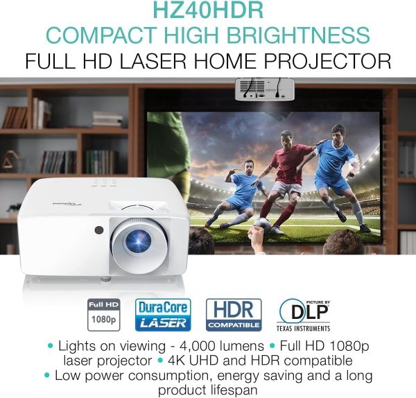 Optoma HZ40HDR Compact Laser Home Theater and Gaming Project... - Image 2