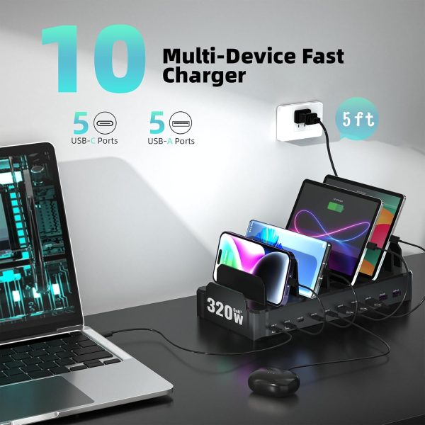 320W Charging Station for Multiple Devices, Zobirez 10-Port ... - Image 6
