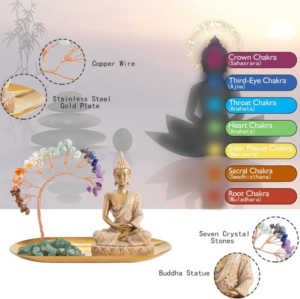 7 Chakra Healing Crystal Tree and Zen Statue, Sakyamuni Budd... - Image 2