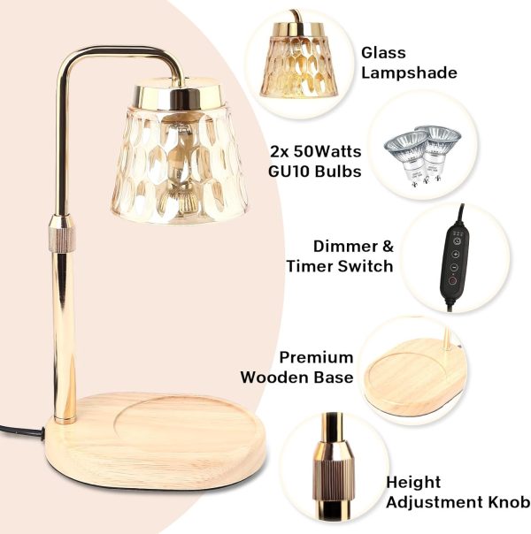 Dimmable Candle Warmer Lamp with Timer Adjustable Height Can... - Image 5