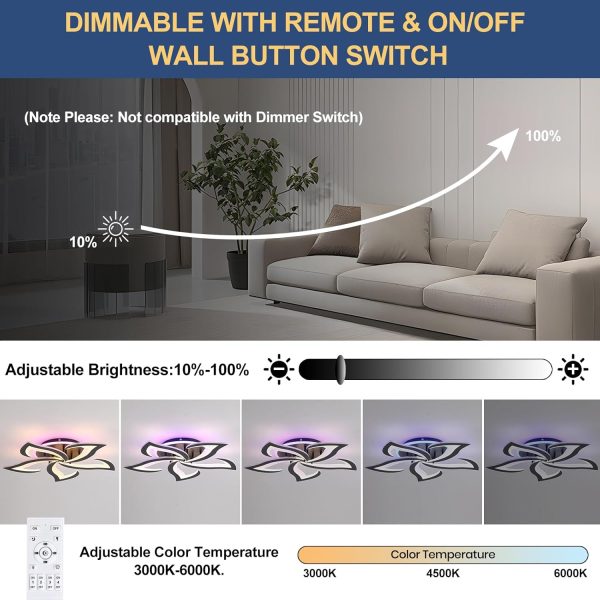 ZAITINZ Sleek Black Smart Ceiling Light with Memory Function... - Image 4