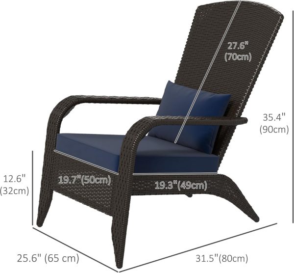 Outsunny Patio Wicker Adirondack Chair, PE Rattan Outdoor Mu... - Image 3