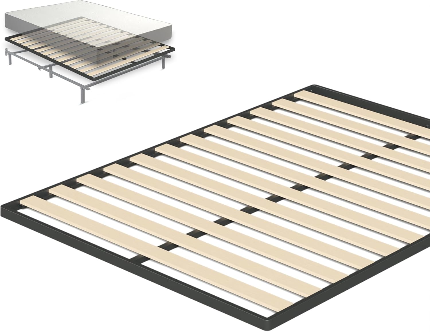 Zinus OLB-QLBKW-F Easy Assembly Wood Slat 1.6 Inch Bunkie Bo…