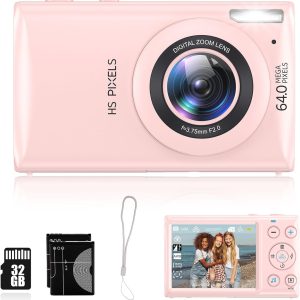Digital Camera Pink, 4K Vlogging Camera, Vintage Camera, Aut...