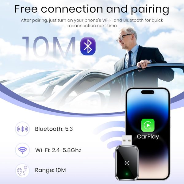 Wireless CarPlay Adapter for iPhone, Convert Wired to Wirele... - Image 4