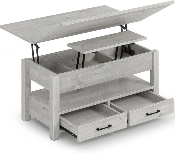 Rolanstar Lift Top Coffee Table with Drawers and Hidden Comp...
