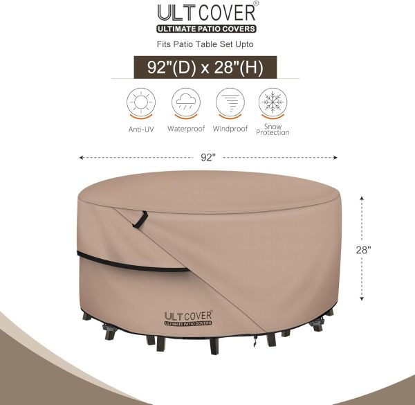 ULTCOVER Round Patio Furniture Cover - Outdoor Waterproof Ta... - Image 2