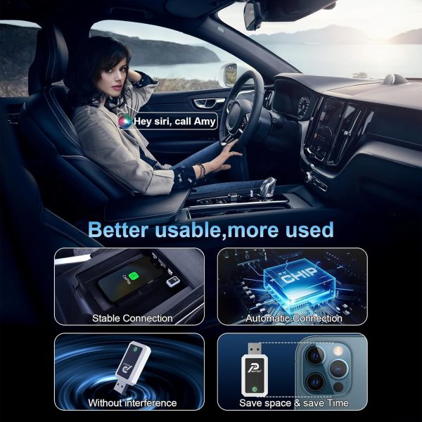 Wireless CarPlay Adapter for Apple iPhone/Android Auto, 2 in... - Image 4