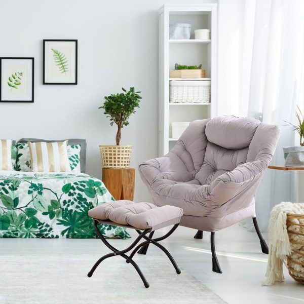 Welnow Lazy Chair with Ottoman, Modern Lounge Accent Chair w... - Image 8
