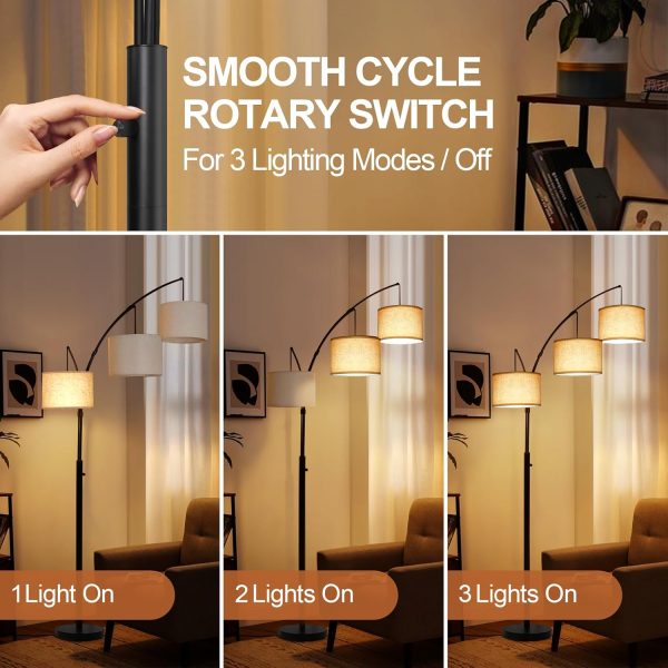 OUTON Arc Floor Lamps for Living Room, Modern Dimmable Stand... - Image 4
