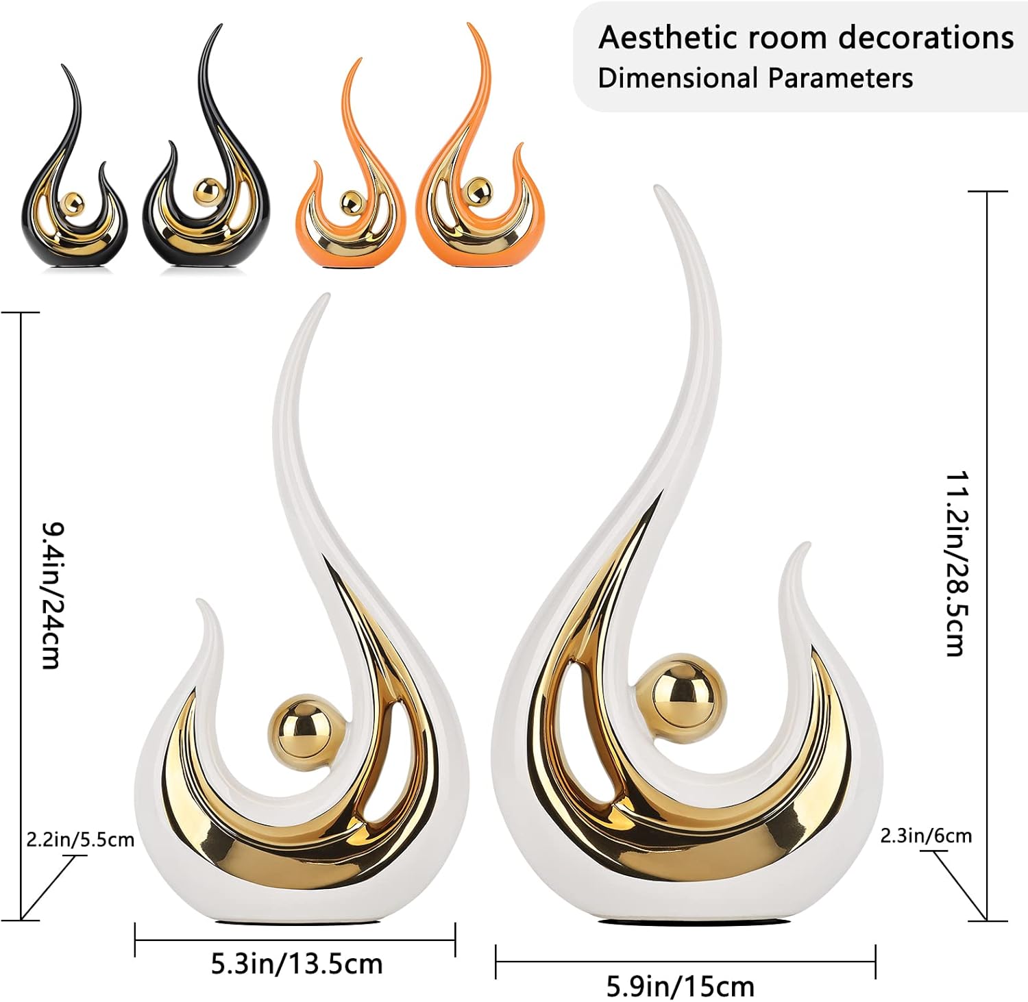 White and Gold Home Decor Accent- 2pcs, Modern Abstract Art …