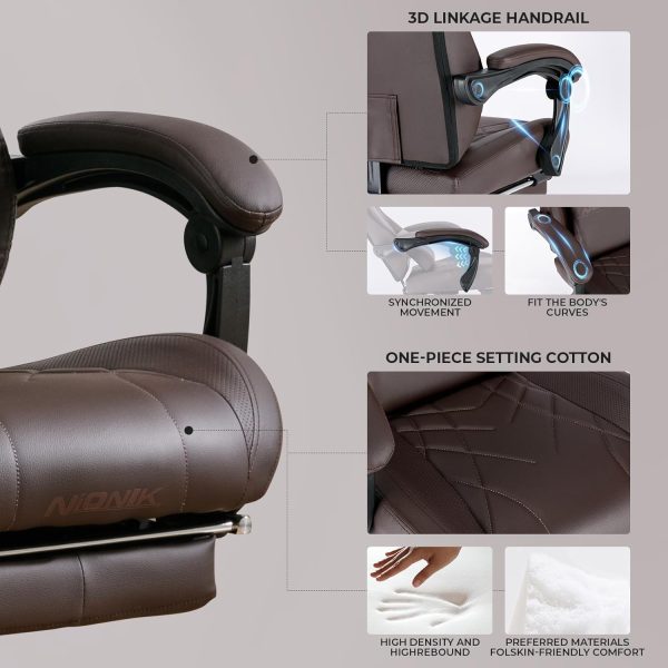 NIONIK Gaming Chair with Footrest and Massage Lumbar Support... - Image 7