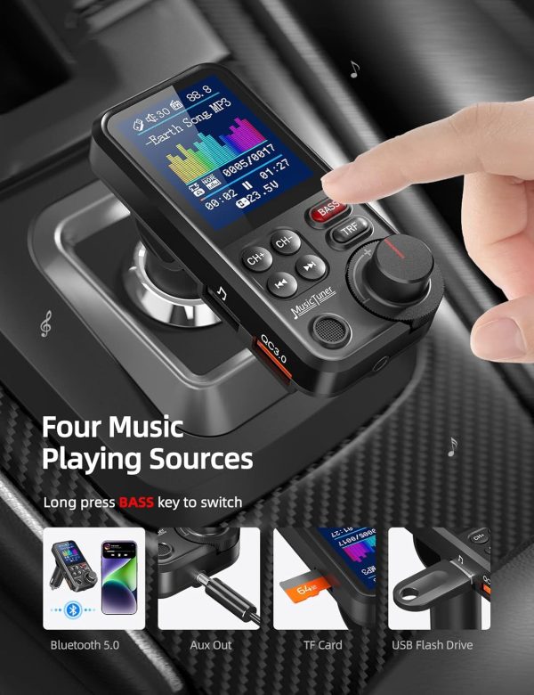 Nulaxy Car Bluetooth Transmitter, Strong Microphone Bluetoot... - Image 5