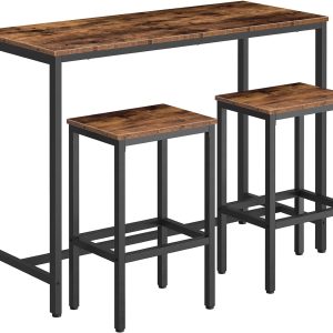 HOOBRO Bar Table and Chairs Set, 120 cm Rectangular Pub Bar ...